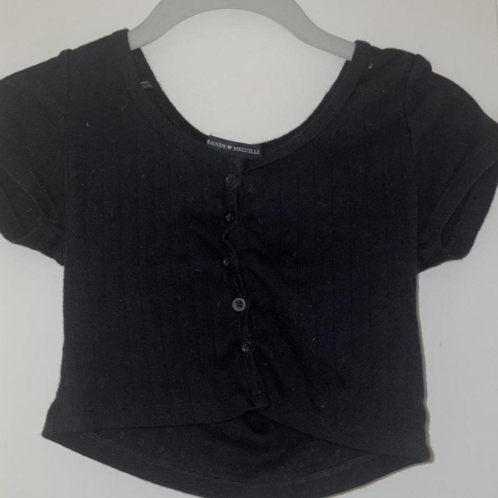 Brandy Melville Black Button up Crop Top